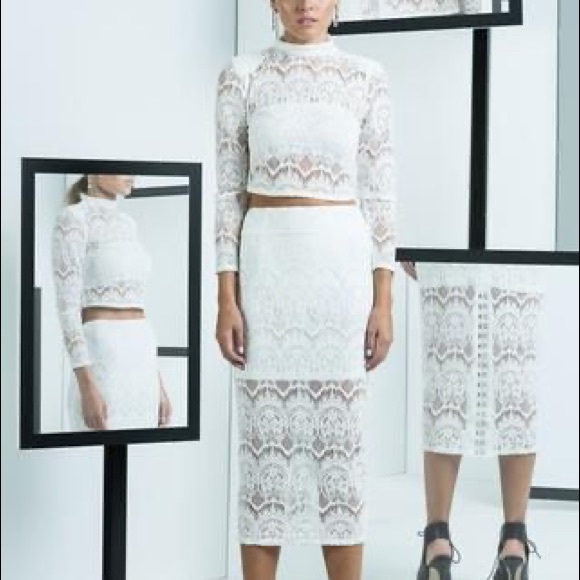 Asilio ivory lace midi skirt size XS NWT *FLAW SEE PICS - Picture 6 of 16